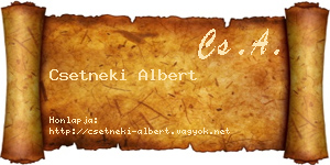 Csetneki Albert névjegykártya